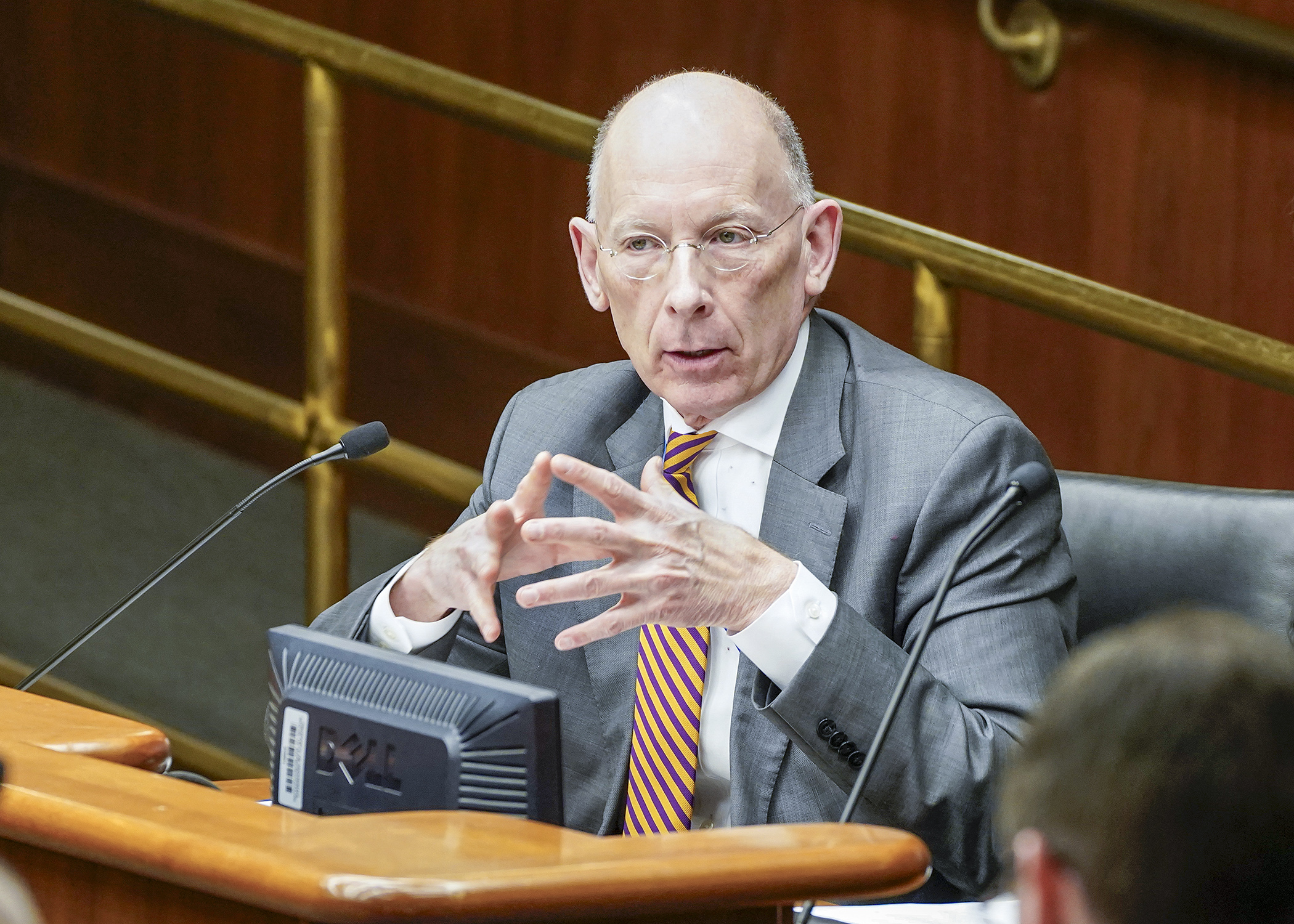 Corrections Commissioner Paul Schnell testifies before the House Capital Investment Committee March 11 during a presentation of the department’s bonding recommendations. (Photo by Andrew VonBank)